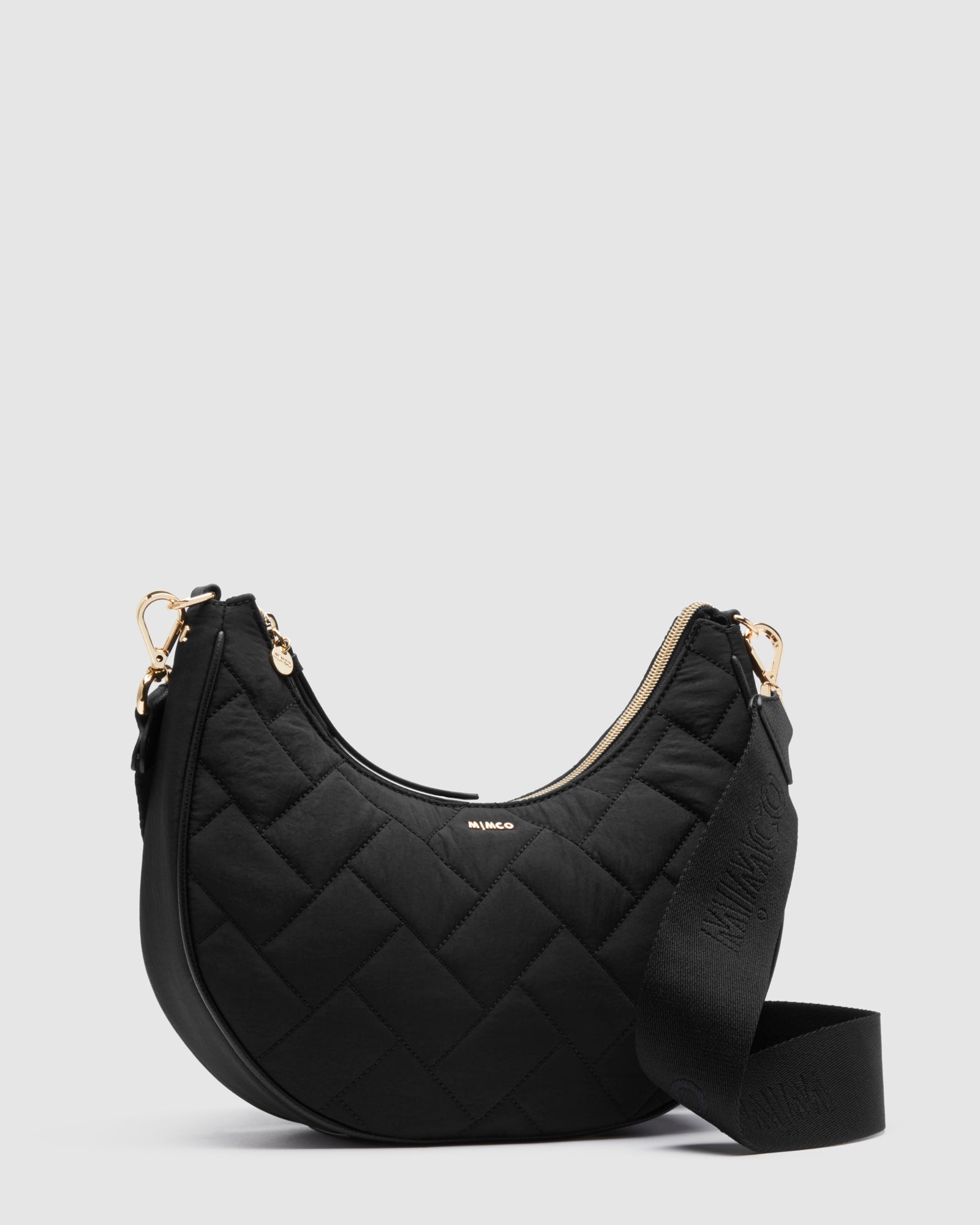 Classico Crescent Vegan Crossbody Bag - Black Light Gold
