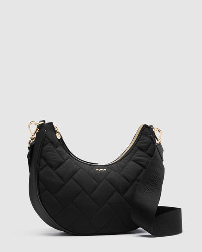 Classico Crescent Vegan Crossbody Bag - Black Light Gold