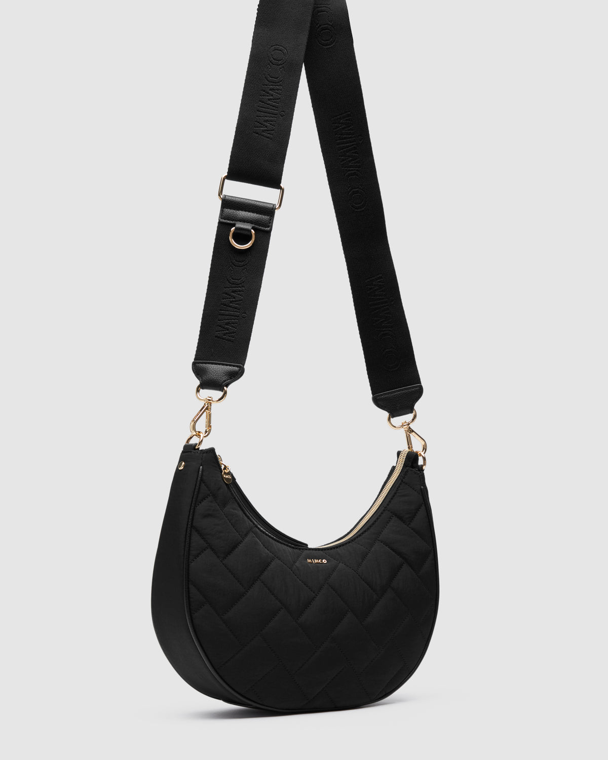 Classico Crescent Vegan Crossbody Bag - Black Light Gold