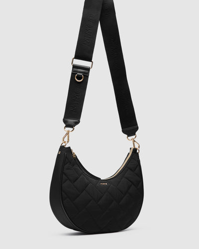 Classico Crescent Vegan Crossbody Bag - Black Light Gold