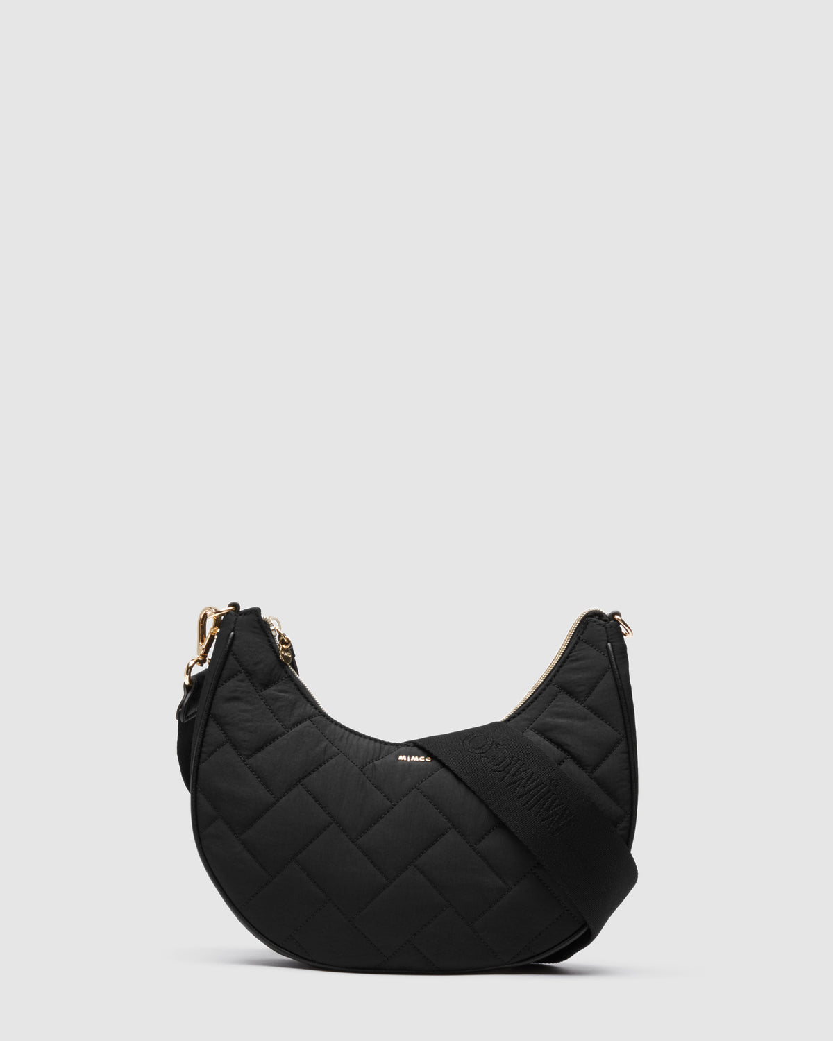 Classico Crescent Vegan Crossbody Bag - Black Light Gold
