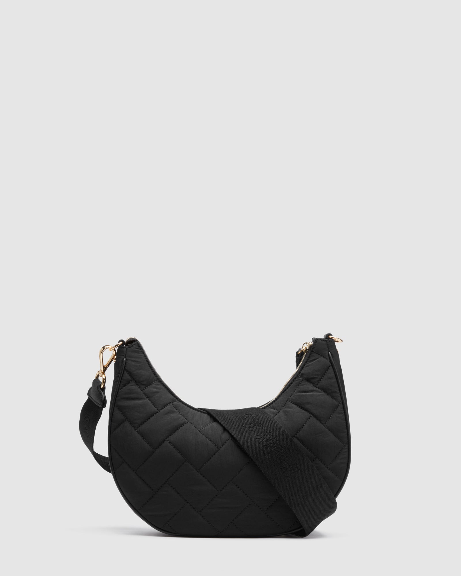 Classico Crescent Vegan Crossbody Bag - Black Light Gold