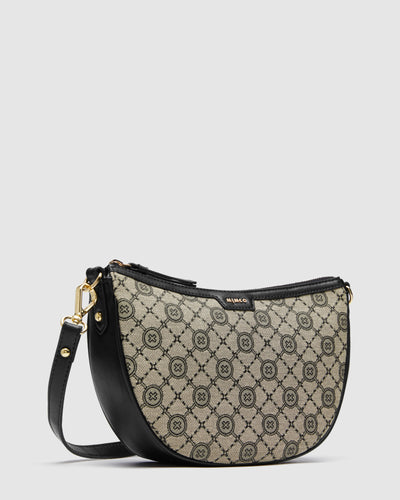 Mim-Gram Crescent Crossbody Bag - Black Light Gold