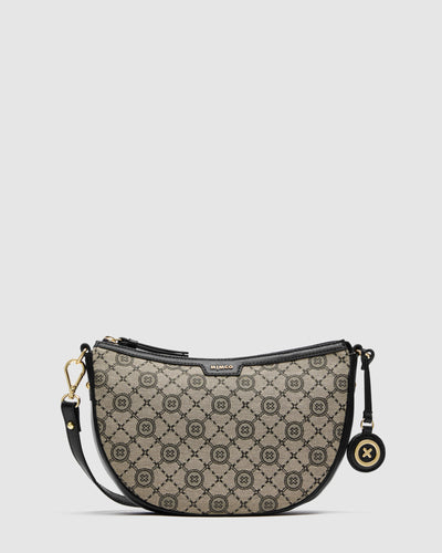 Mim-Gram Crescent Crossbody Bag - Black Light Gold