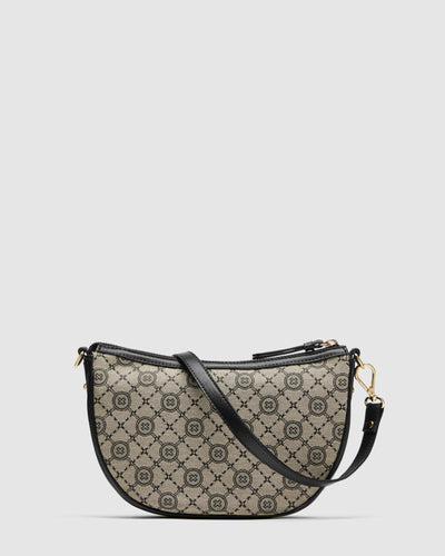 Mim-Gram Crescent Crossbody Bag - Black Light Gold