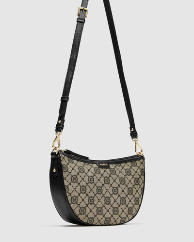 Mim-Gram Crescent Crossbody Bag - Black Light Gold