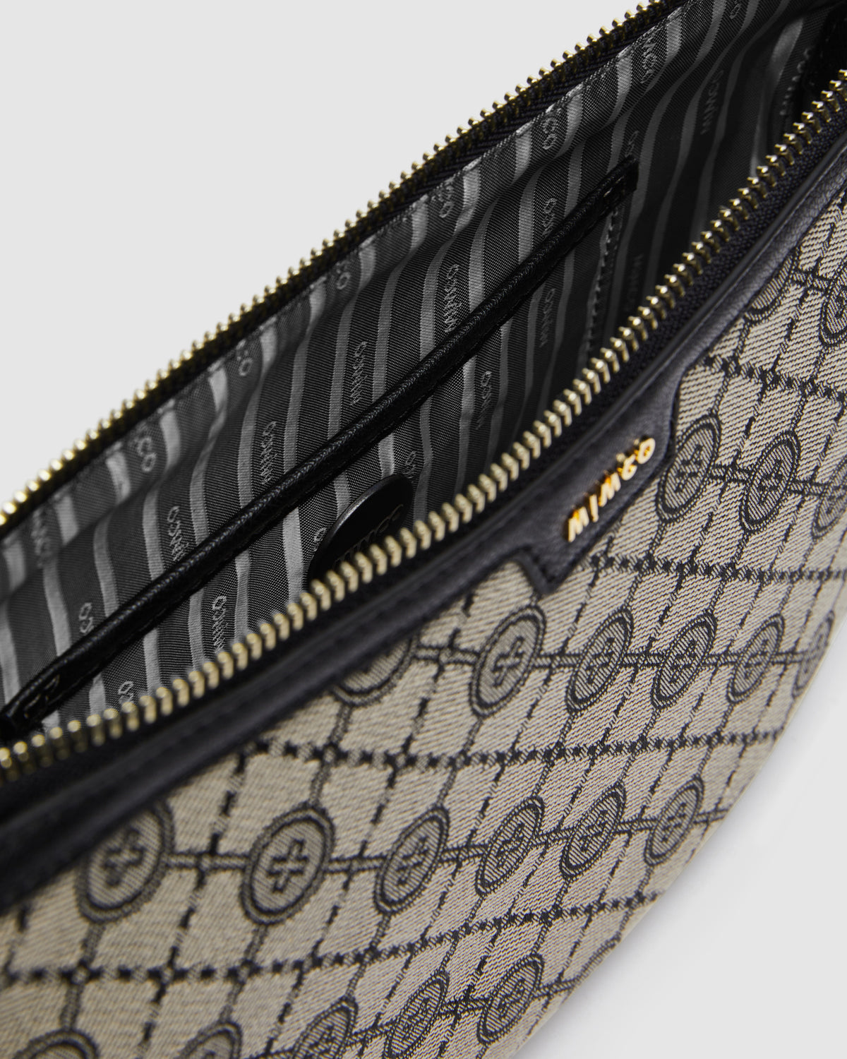 Mim-Gram Crescent Crossbody Bag - Black Light Gold
