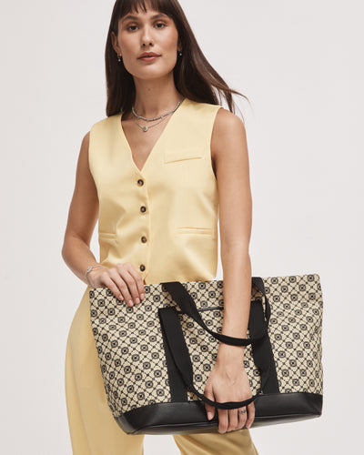 Mim-Gram Vacay Tote Bag - Natural Black