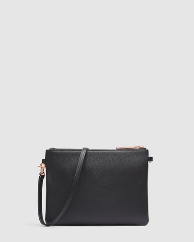 Piazza Medium Crossbody Pouch - Black Rose Gold