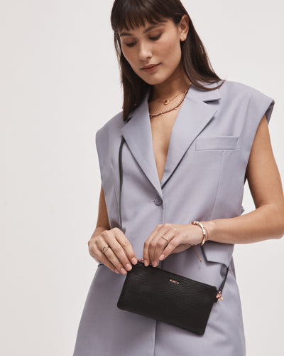 Classico Small Crossbody Pouch - Black Rose Gold