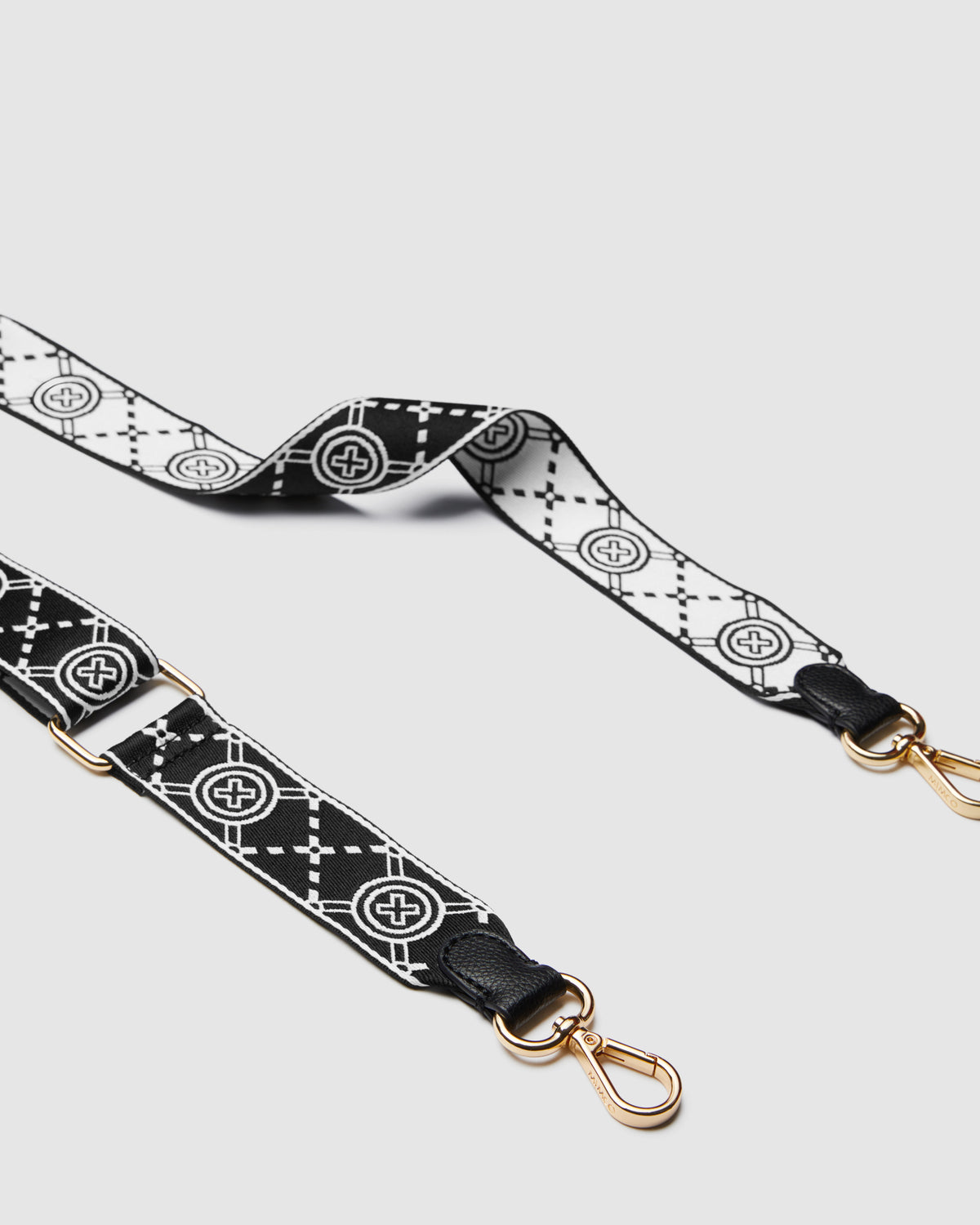 Mim-Gram Webbing Bag Strap - Black Light Gold