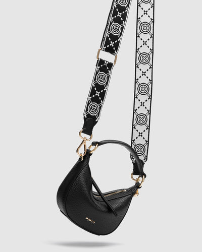 Mim-Gram Webbing Bag Strap - Black Light Gold