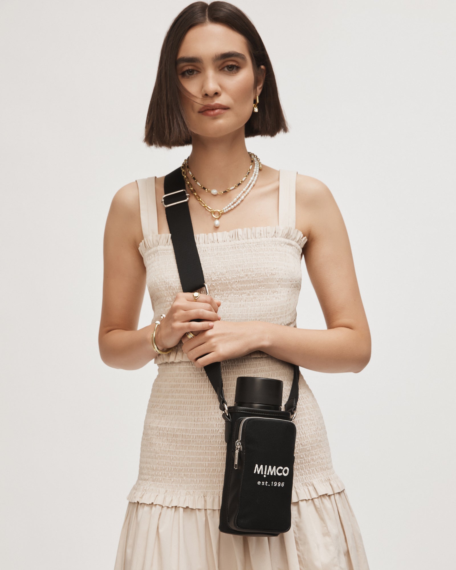Vacation Water Bottle Crossbody Bag - Black Light Gold