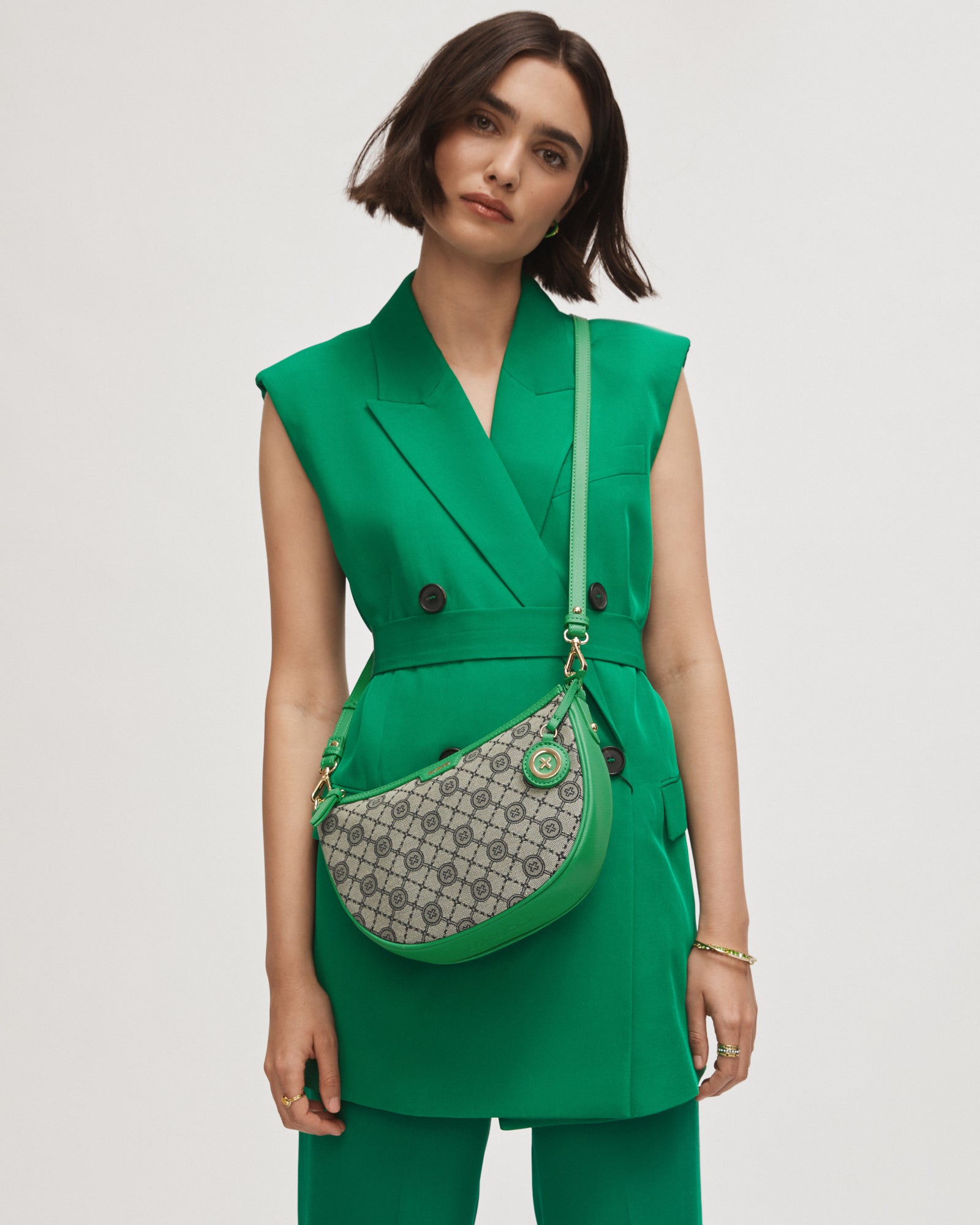 Mim-Gram Crescent Crossbody Bag - Field Green