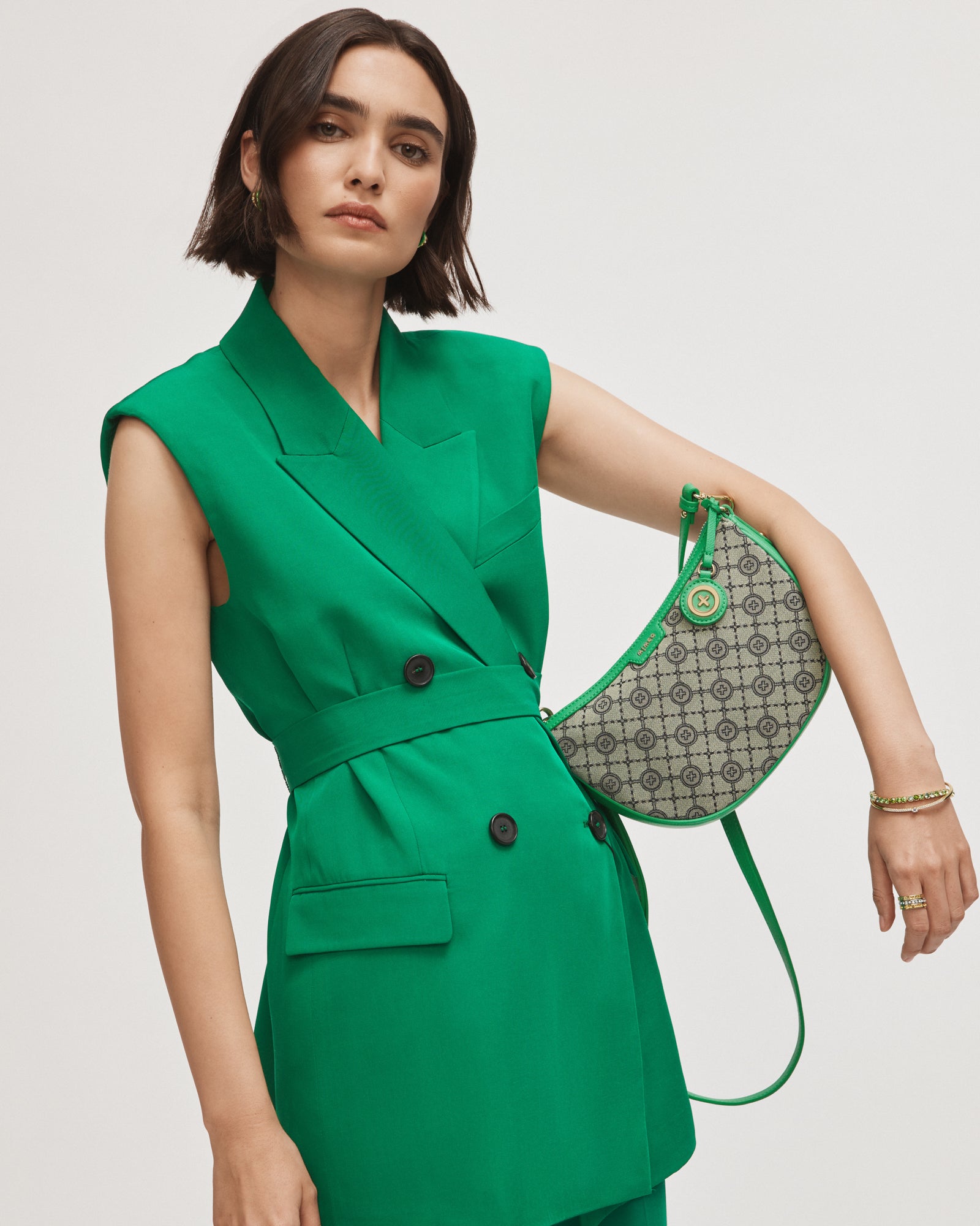Mim-Gram Crescent Crossbody Bag - Field Green
