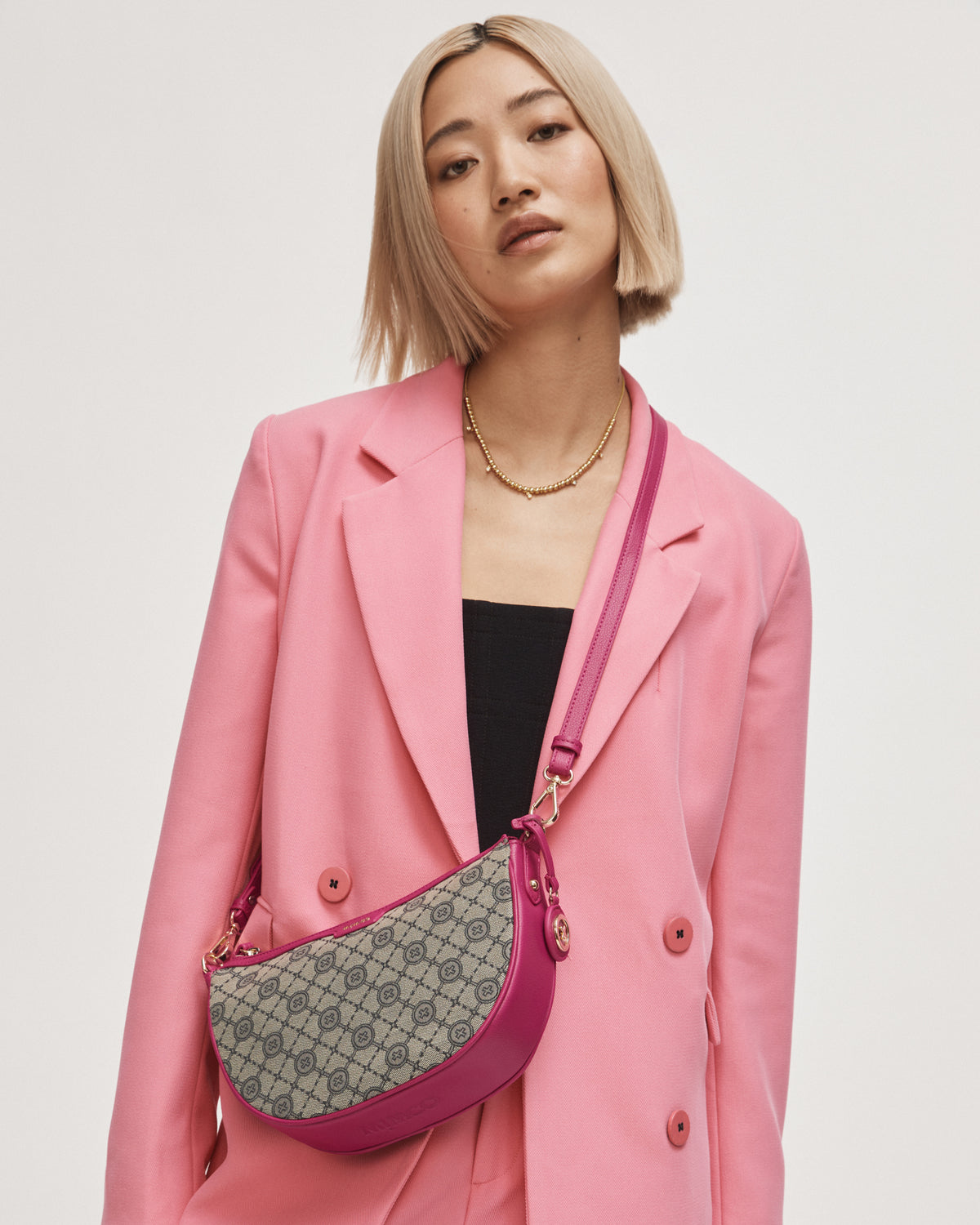 Mim-Gram Crescent Crossbody Bag - Dahlia Pink