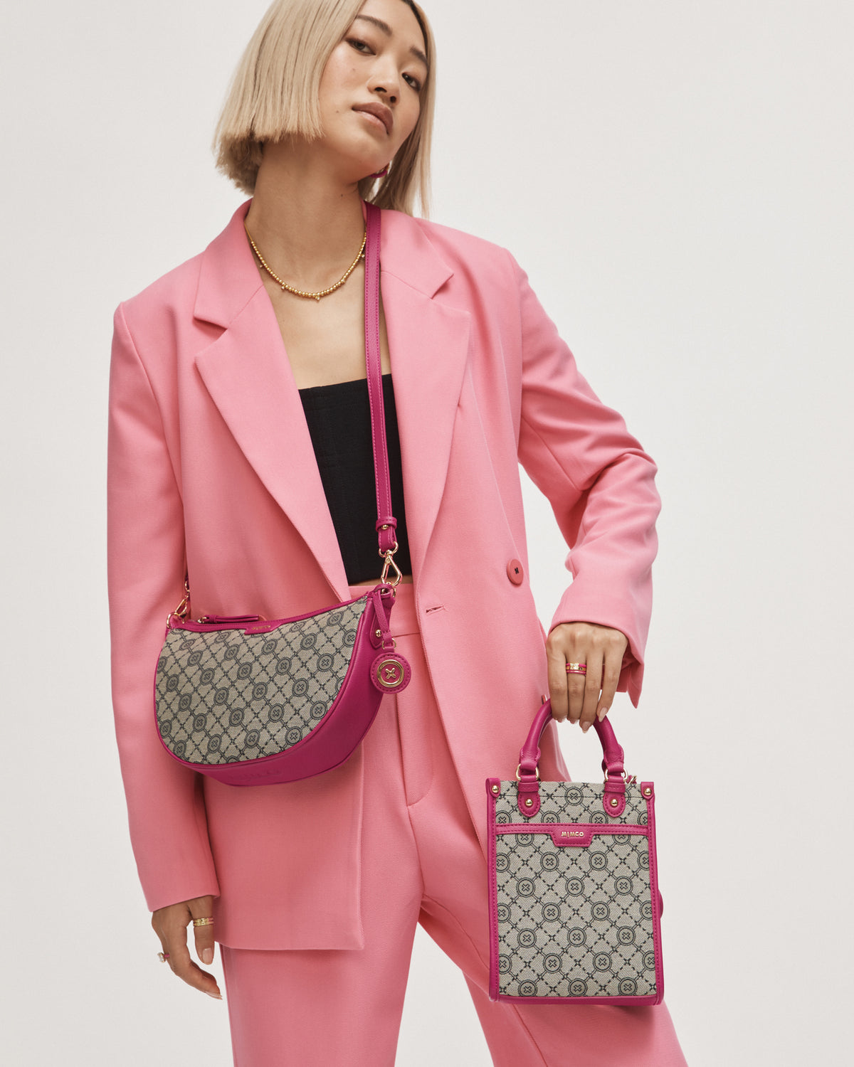 Mim-Gram Crescent Crossbody Bag - Dahlia Pink