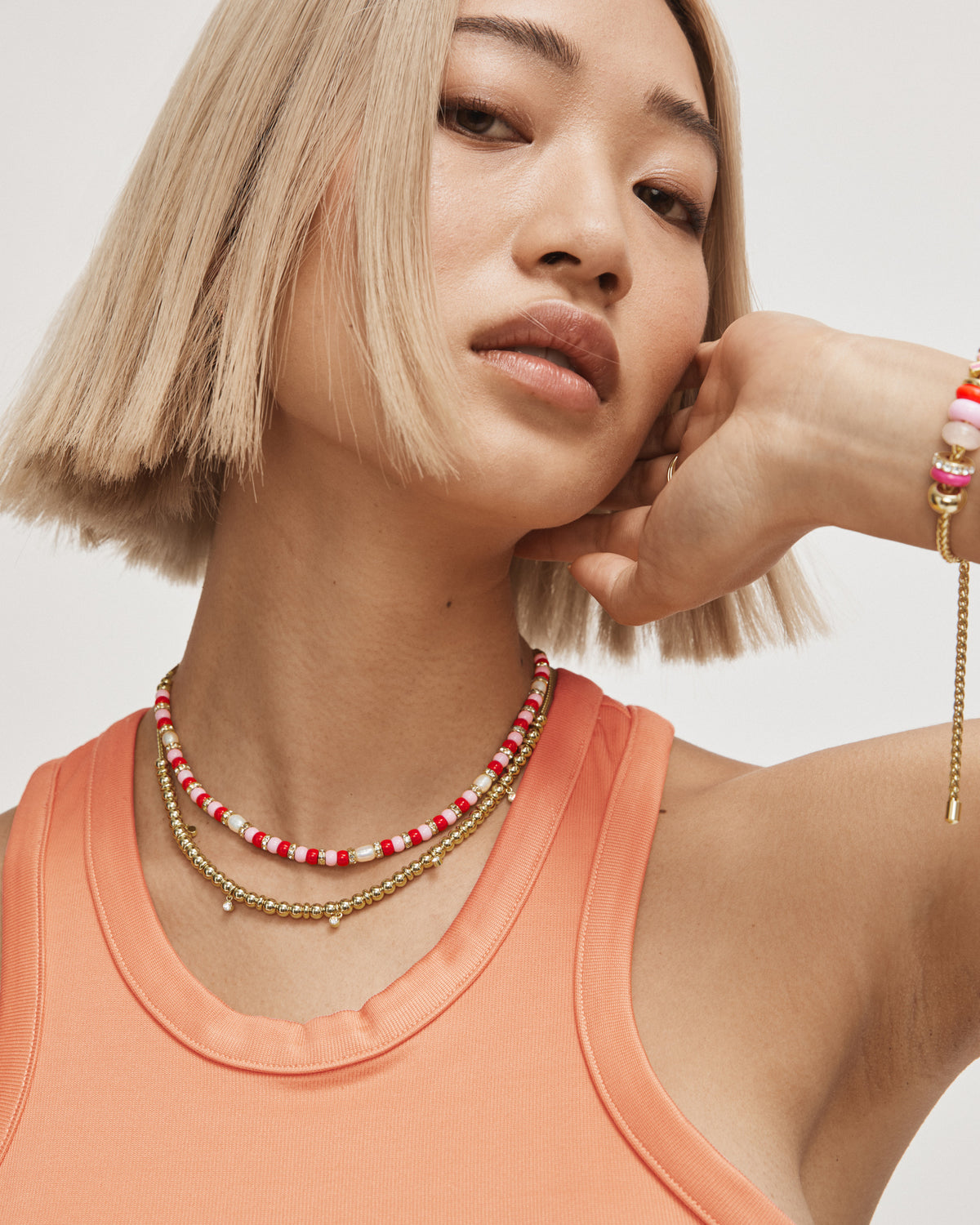 Resort Beaded Necklace - Sunset Orange
