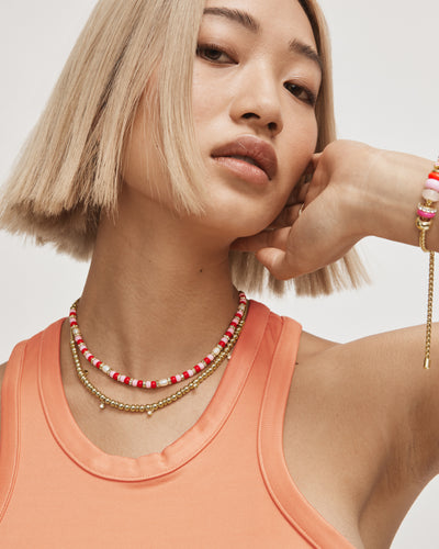 Resort Beaded Necklace - Sunset Orange