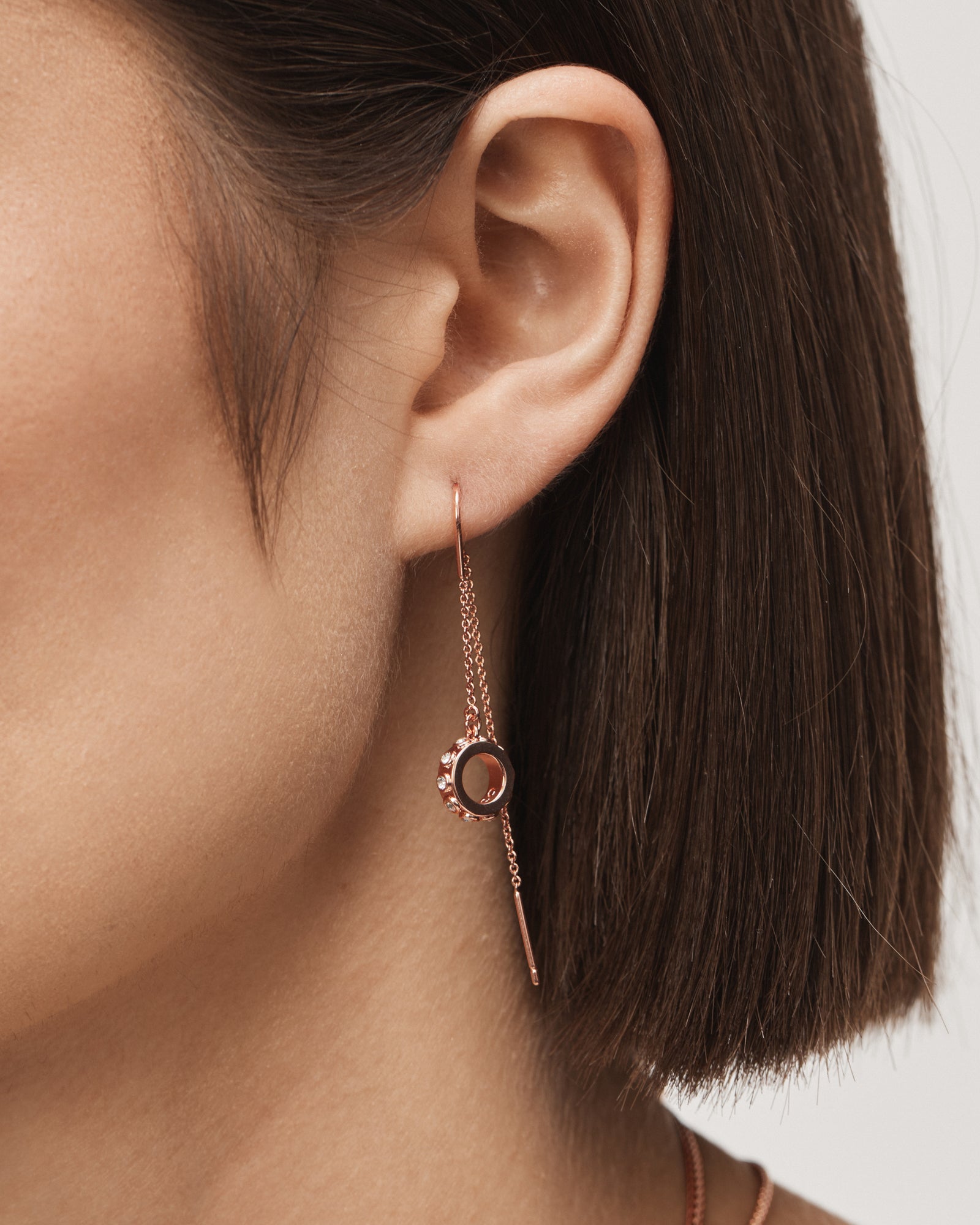 Halo Thread Earrings - Rose Gold