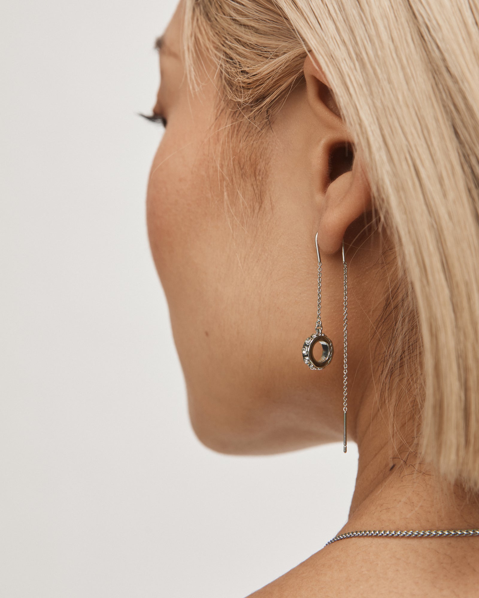 Halo Thread Earrings - Silver
