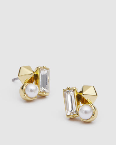 Casino Cluster Stud Earrings - Pearl