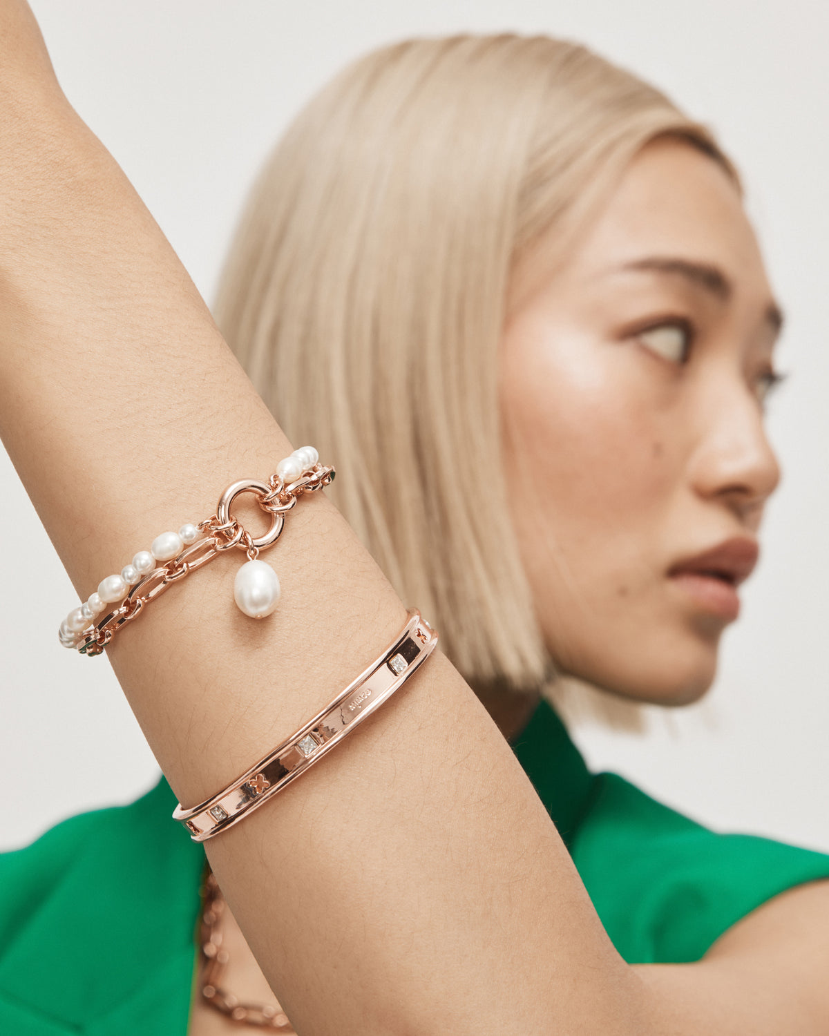 Estrid Pearl Wrist Bracelet - Rose Gold