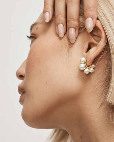 Juliet Pearl Hoop Earrings - Gold