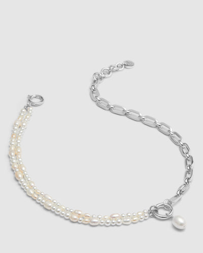 Estrid Pearl Necklace - Silver