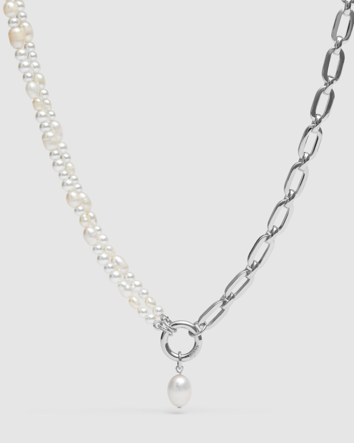 Estrid Pearl Necklace - Silver