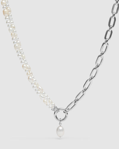 Estrid Pearl Necklace - Silver
