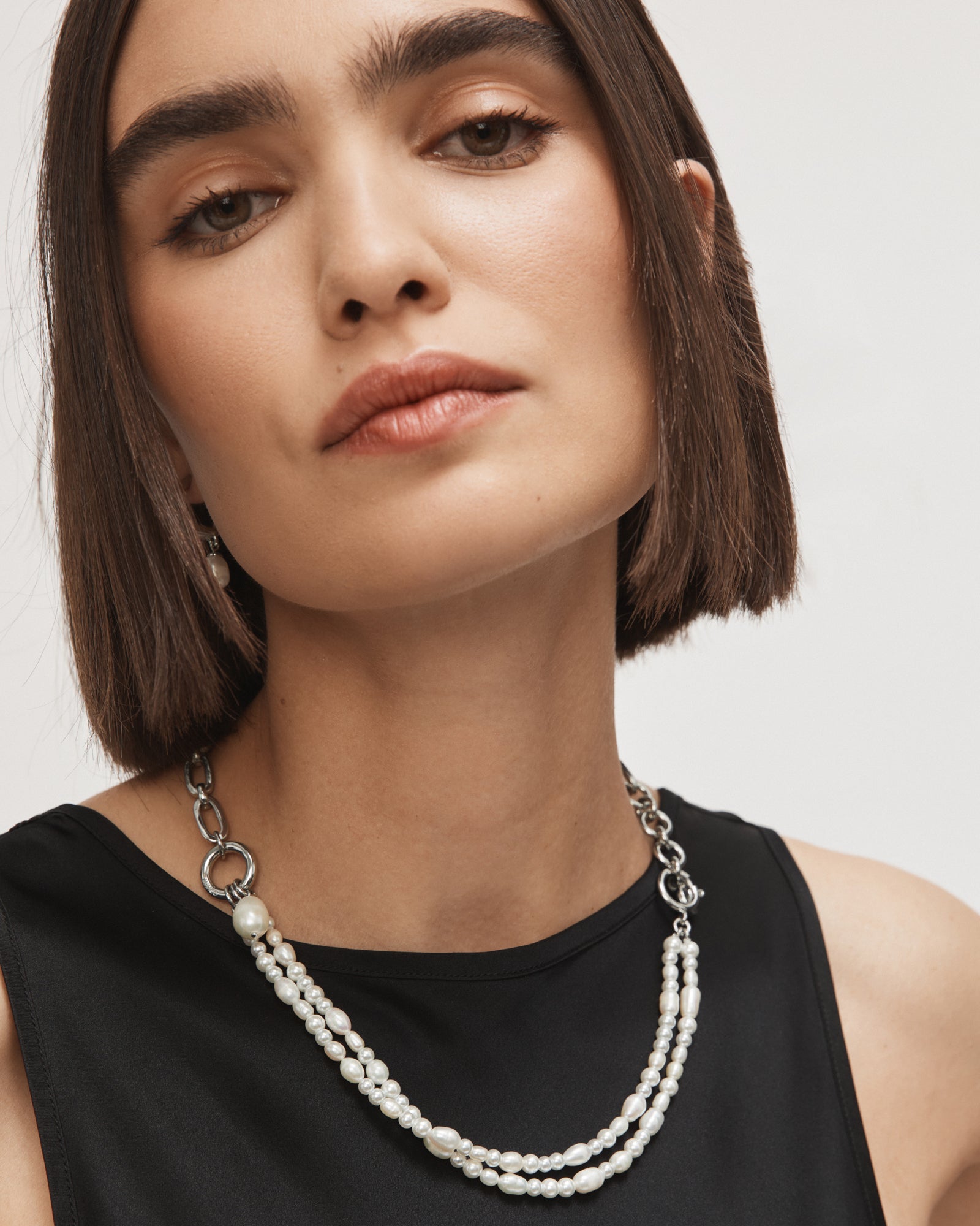 Estrid Pearl Necklace - Silver