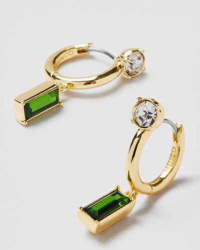 Harmony Charm Huggie Earrings - Verdant Green