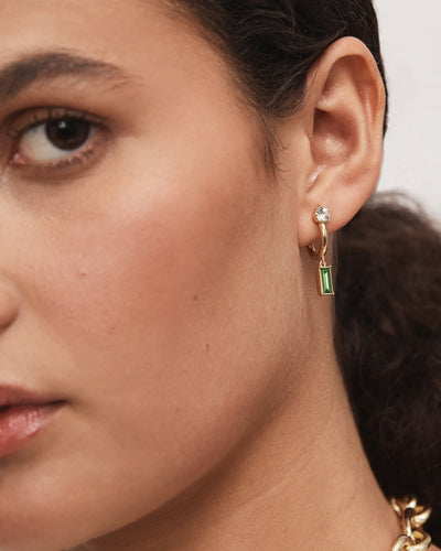 Harmony Charm Huggie Earrings - Verdant Green