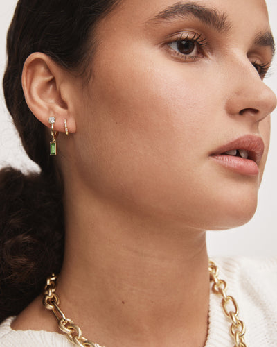 Harmony Charm Huggie Earrings - Verdant Green