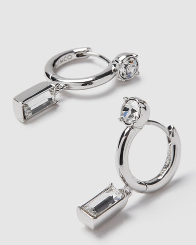 Harmony Charm Huggie Earrings - Crystal
