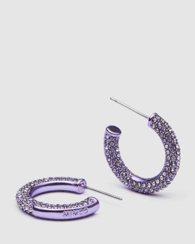 Splendid Pave Hoop Earrings - Mauve Mist