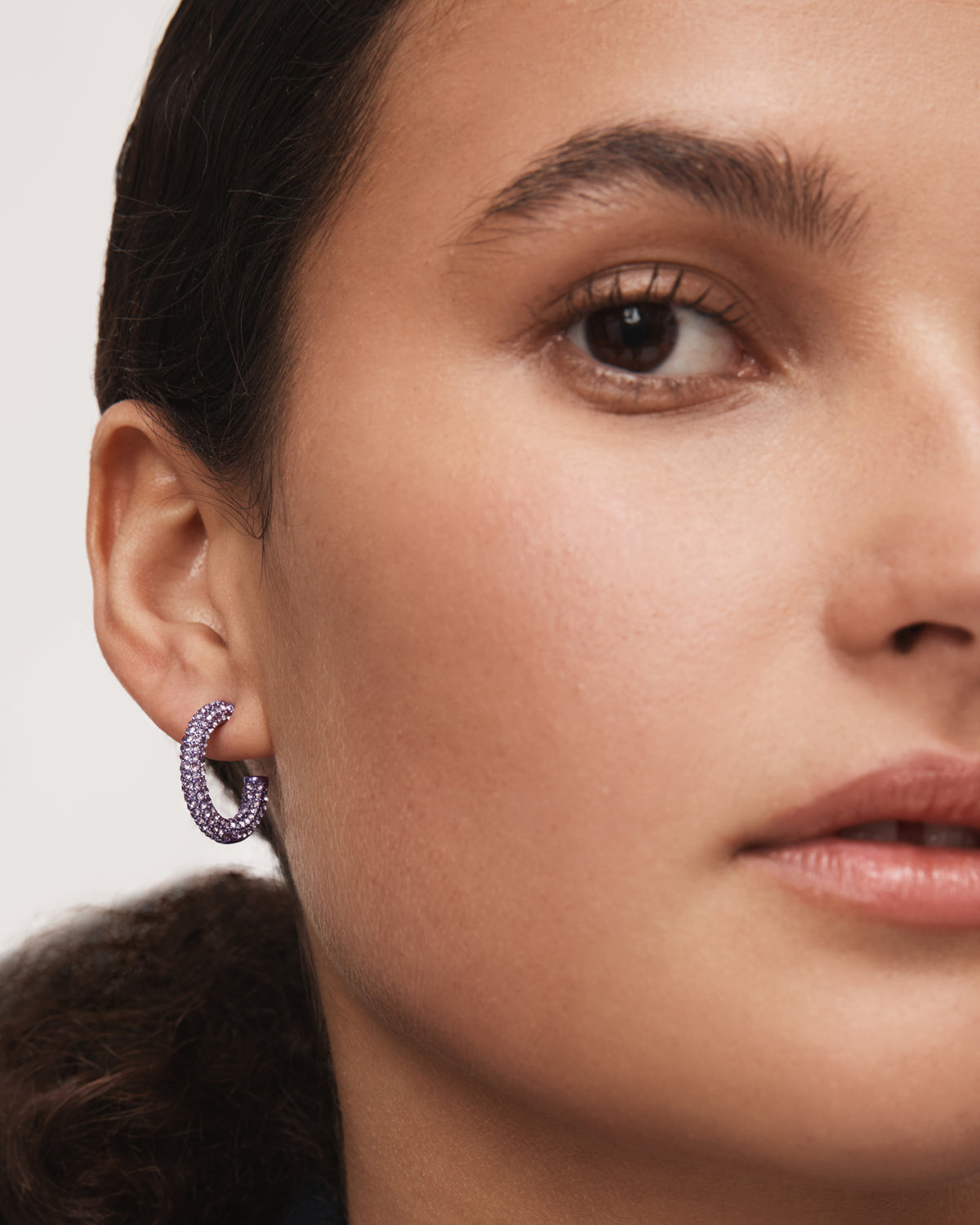 Splendid Pave Hoop Earrings - Mauve Mist