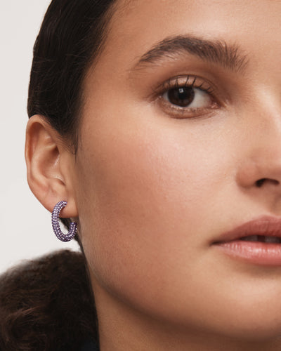Splendid Pave Hoop Earrings - Mauve Mist
