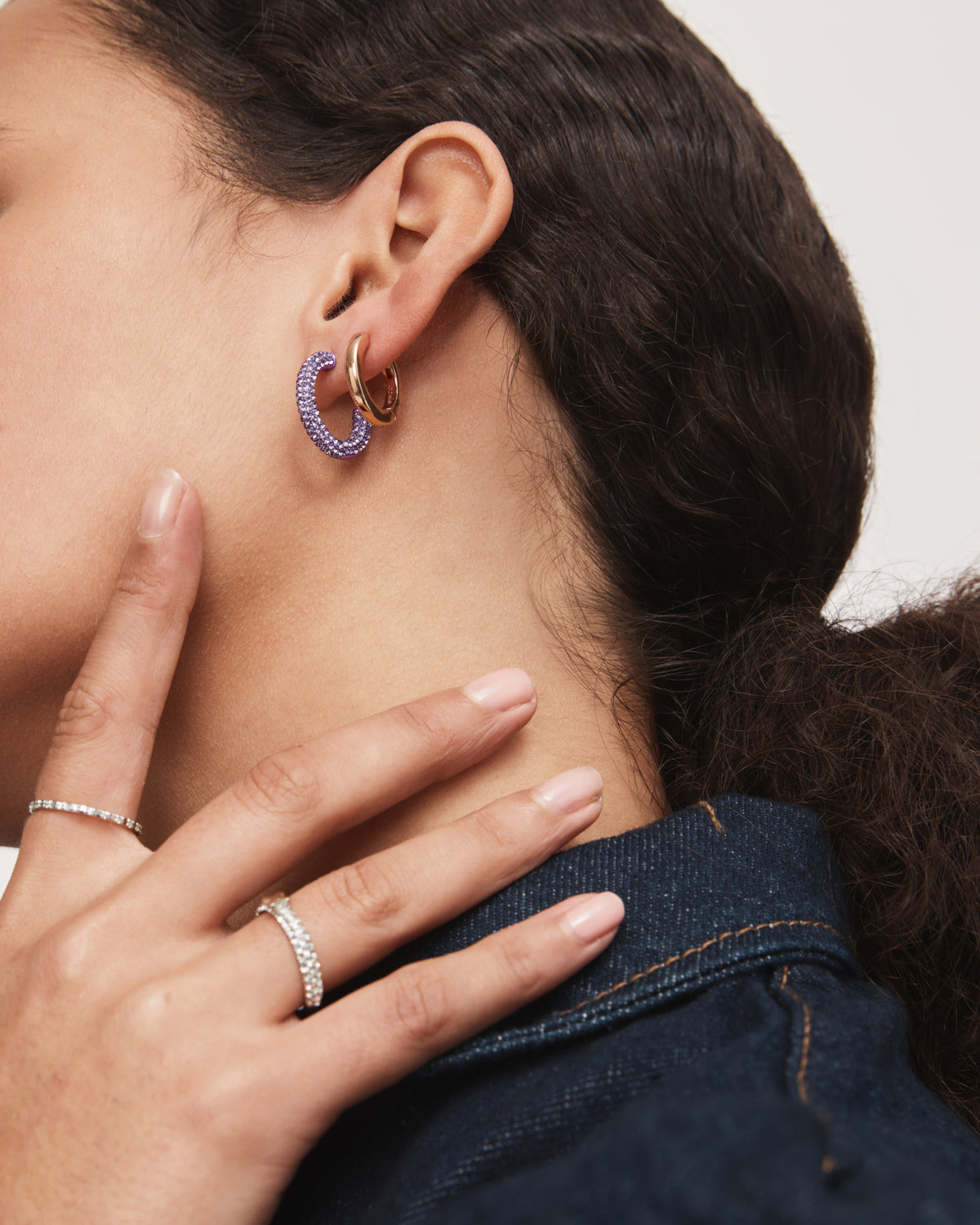 Splendid Pave Hoop Earrings - Mauve Mist