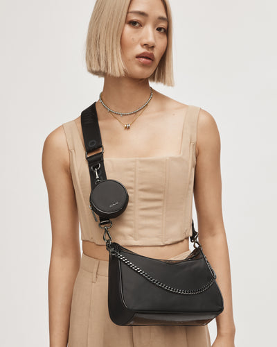 Jett Vegan Crossbody Bag - Black Gunmetal