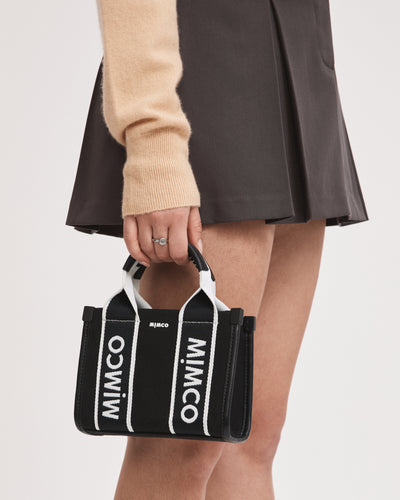 Stevie Micro Tote Crossbody Bag - Black White