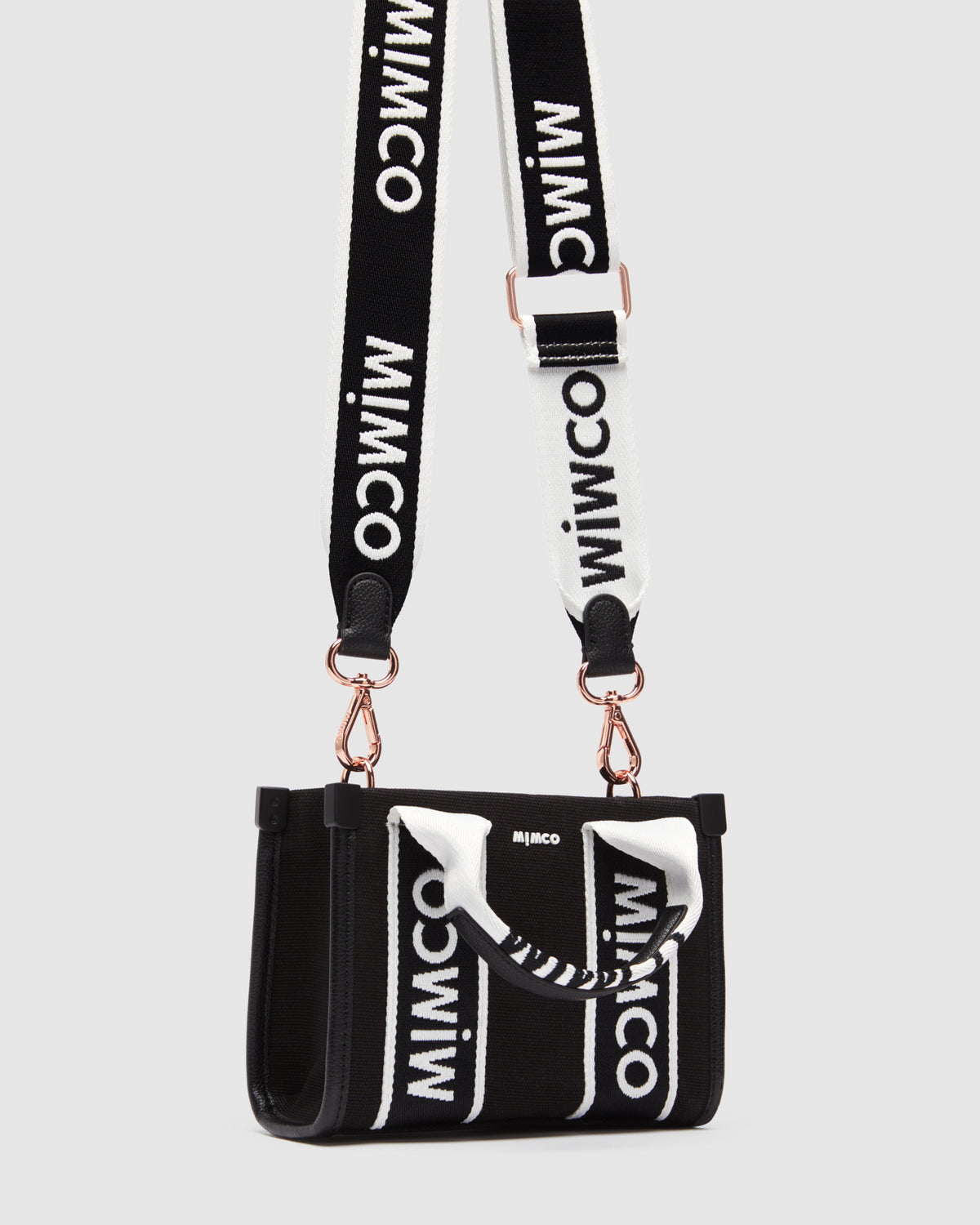 Stevie Micro Tote Crossbody Bag - Black White