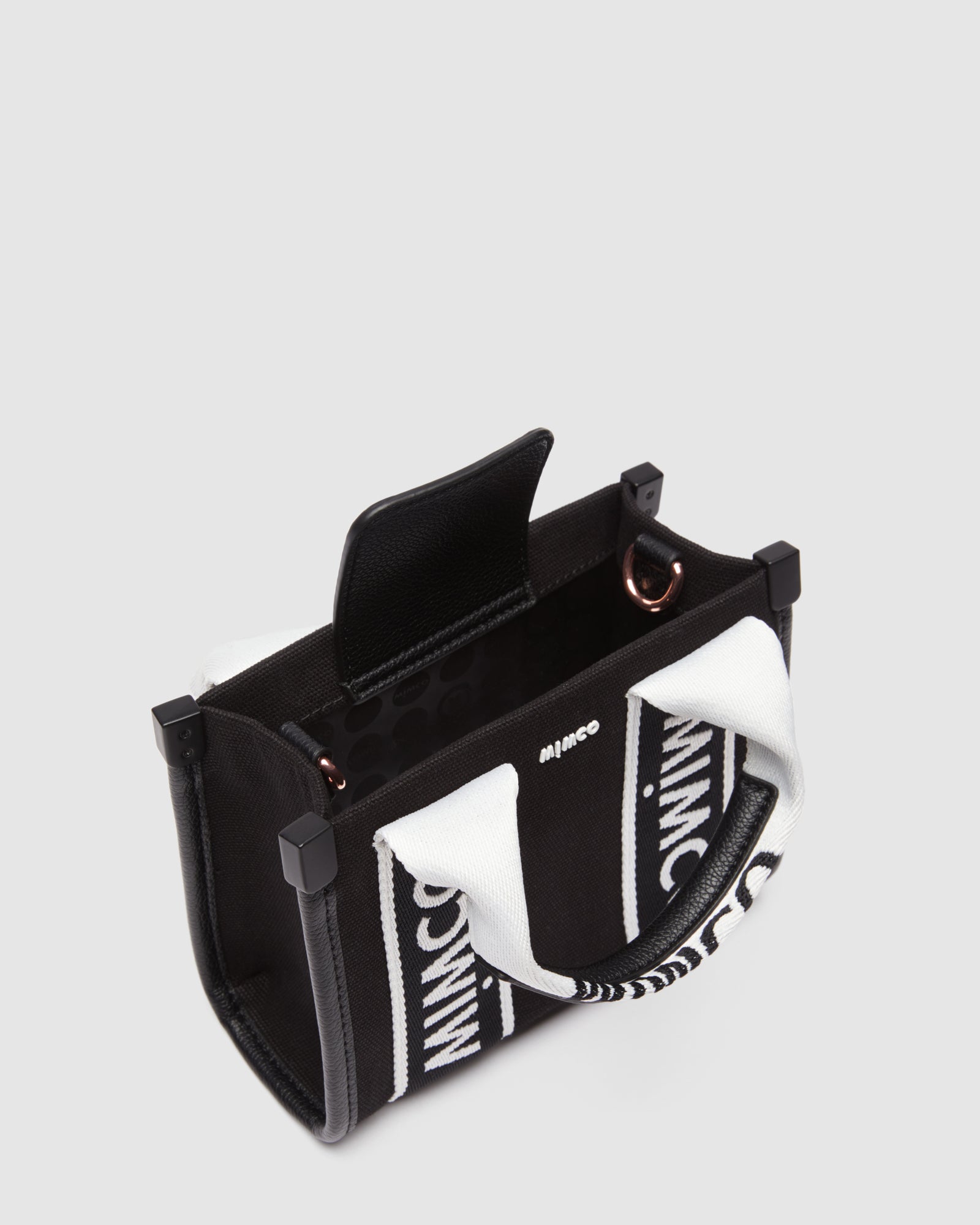 Stevie Micro Tote Crossbody Bag - Black White