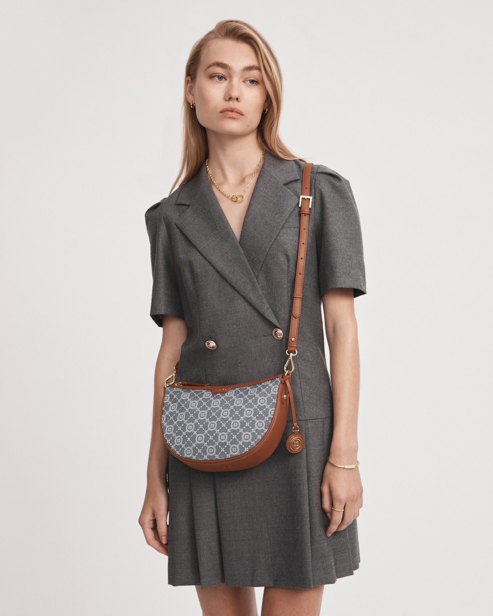 Mim-Gram Crescent Crossbody Bag - Denim