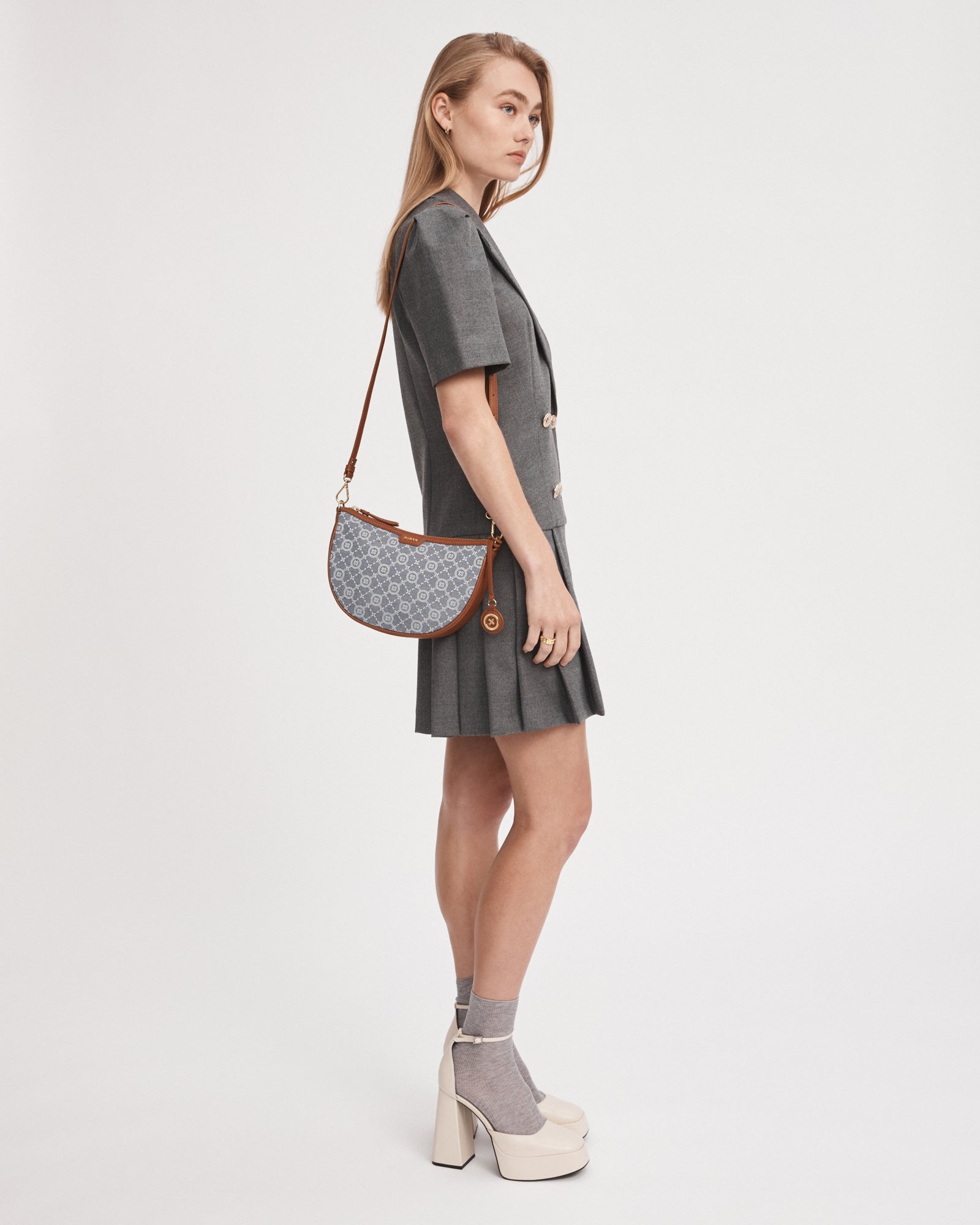 Mim-Gram Crescent Crossbody Bag - Denim
