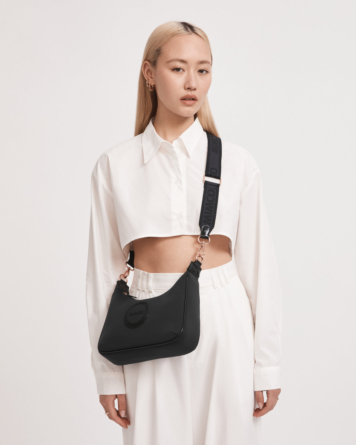 Serenity Crescent Crossbody Bag - Black Rose Gold