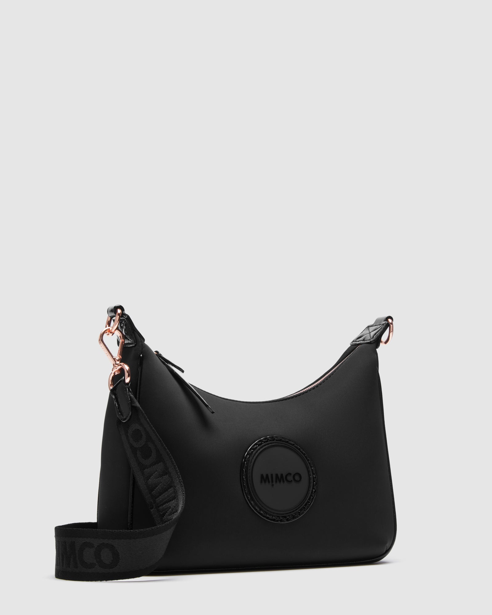Serenity Crescent Crossbody Bag - Black Rose Gold