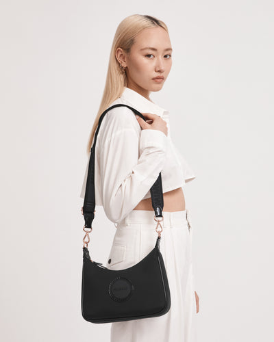 Serenity Crescent Crossbody Bag - Black Rose Gold