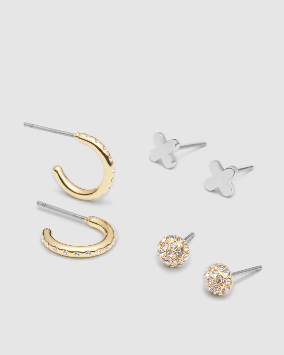 Whisper Stud Earring Set - Gold Silver